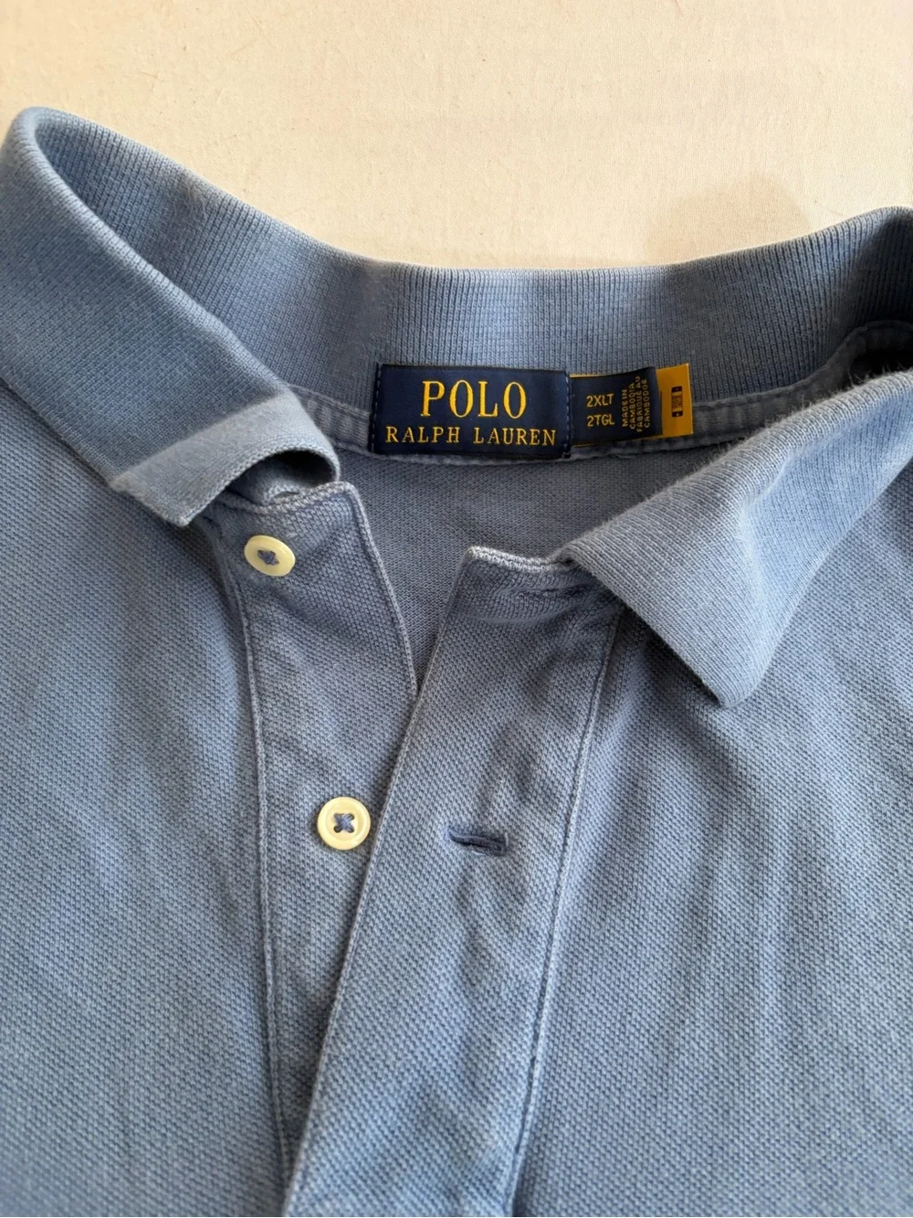 Ralph Lauren Men’s Short Sleeve Polo in Pale Blue w Embroidered Pony Size 2XLT